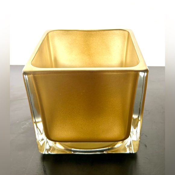 4” Gold cube / square vase / votive holder - Picture 1 of 5